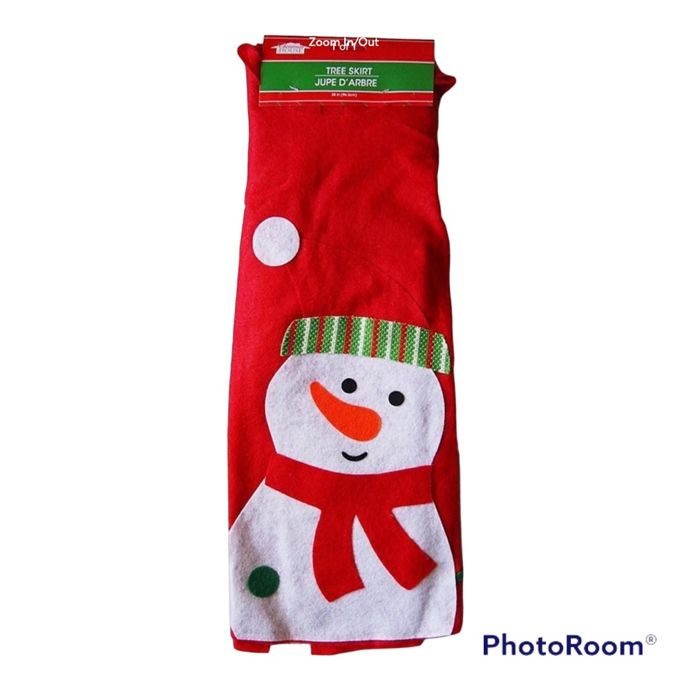 Christmas House Red Snowman Tree Felt Skirt 38 Inch Holiday Decoration